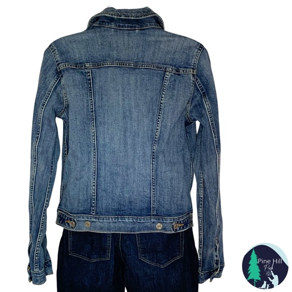 SOLD Levis Jacket Womens Small Levi Strauss Red Tab Blue Denim Cropped Trucker - Picture 4 of 10